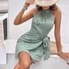 Women's One Shoulder Sleeveless Slim Fit A-Line Midi Dress High Waist Slip Dress
