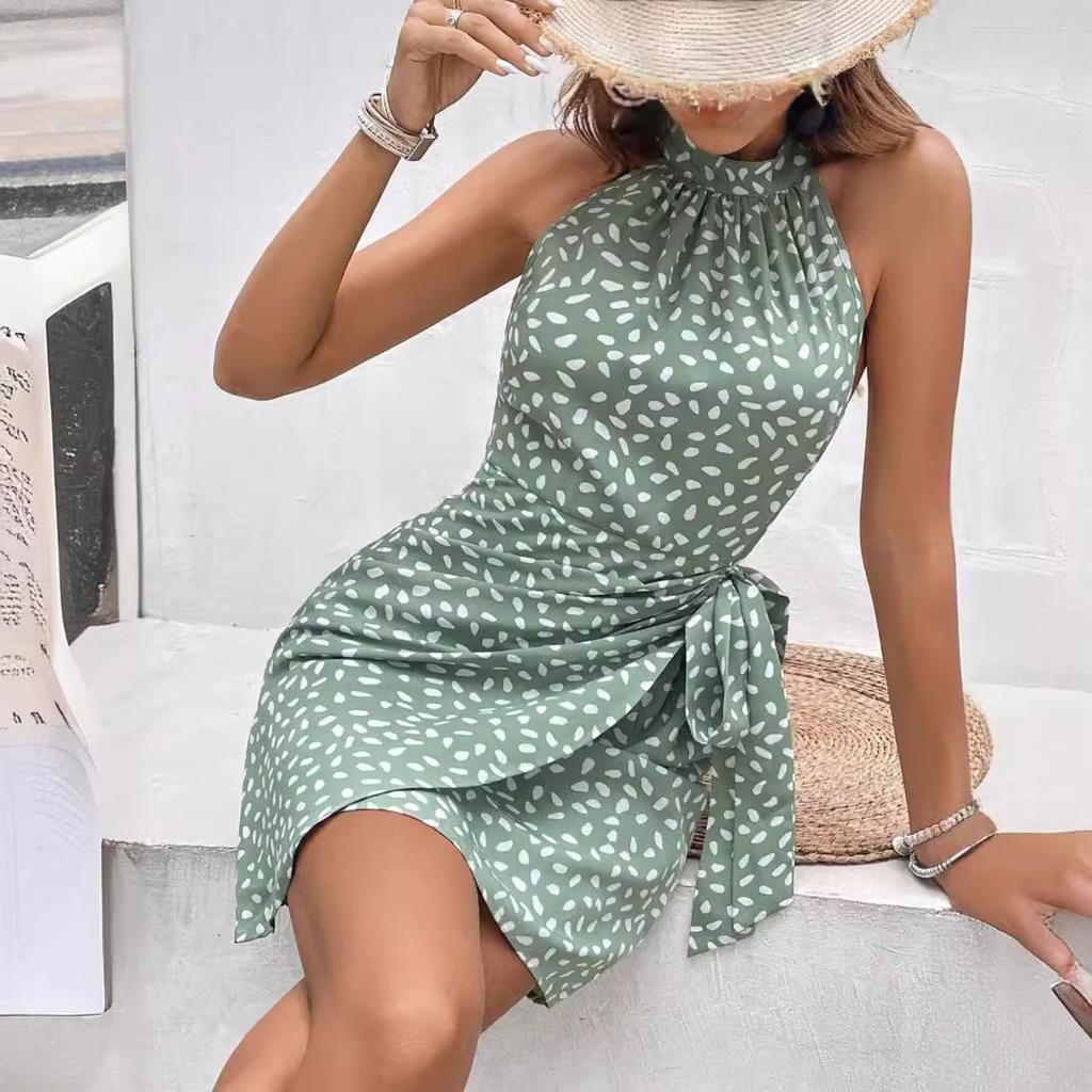 Women's One Shoulder Sleeveless Slim Fit A-Line Midi Dress High Waist Slip Dress