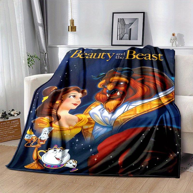 1pc Beauty and The Beast Printing Blanket - Soft, All-Season Throw for Office Blanket,  | Personalized Gift with Adorable Cartoon Design