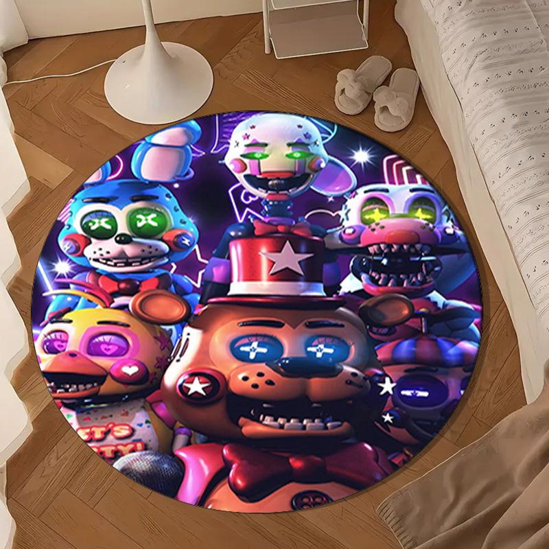 Fnaf Character Collage Round Rug for Livingroom,Bedroom, Palyroom, Chair Rug, Area Rug, Circle Carpet, Large Size Fan Christmas Gift