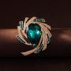 Emerald Crystal Luxury Brooch - Elegant Ladies' Exquisite Corsage Pin for Sweaters and Suits