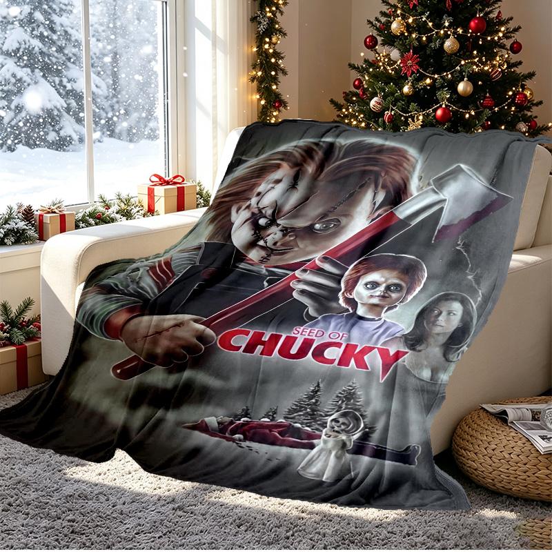 Coperta con Motivo Bride of Chucky per Decorazione Casa, Letto, Divano, Viaggio in Auto, Campeggio, Adatta a Tutte le Stagioni, Regalo di Compleanno Natale