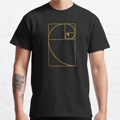 Duże Rozmiary S-3XL Koszulka z Nadrukiem Złotego Podziału Świętej Spirali Fibonacciego Męskie Koszulki Modne Ubrania T-shirty
