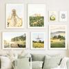 Gänseblümchen, Sonnenblume, Zitrone, Reihenhaus, Mädchen, Auto, Wandkunst, Leinwand, Malerei, nordische Poster und Drucke, Wandbilder für Wohnzimmer-Dekor