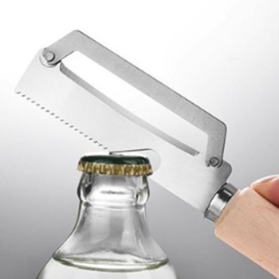 Gemüseschäler mit ergonomischem Holzgriff 2-in-1 Flaschenöffner Breite gebogene Klinge Scharfer Schäler für Kartoffeln Äpfel Zitrusfrüchte Karotten Küchenhelfer