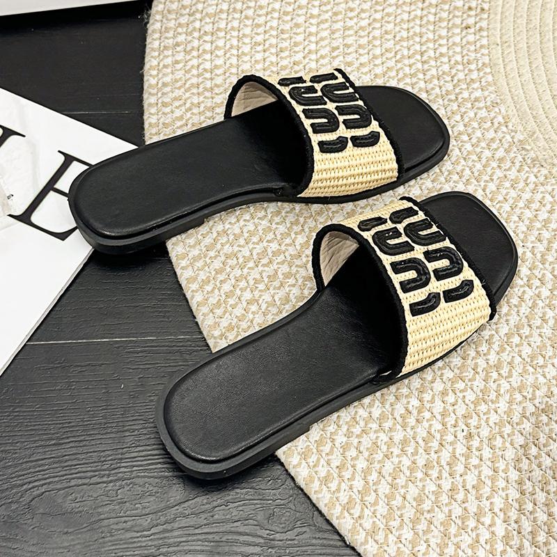 Sommar Damslipprar Strand Casual Slitstarka Vattentäta Slipprar Semester Retro Flätade Strandtofflor Mujer De Zapatillas