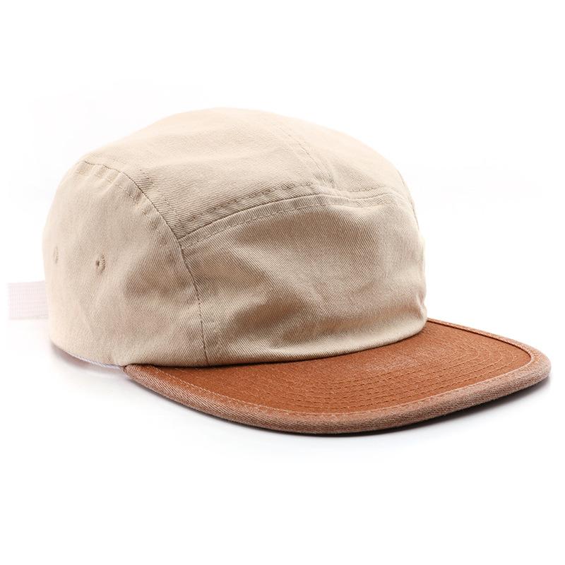 New Retro Color Matching Light Board Flat Brim Hemming Cotton Hip-hop Hat Men's and Women's Old Color Matching Solid Color Hat Tide