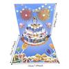 Musical and Light Happy Birthday Card Effect Hollow Paper Carving Birthday Cake Postcards Unique Cartoon Patterned