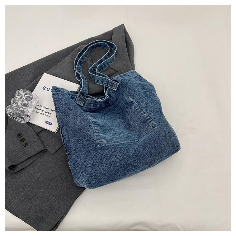 Lazy Wind Retro Denim Bag 2025 New Embossed Shoulder Tote Bag