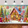 2D Flat Printing Winter Gingerbread Backdrop for Kids Christmas Party