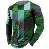 Rundhals 3D Unregelmäßige Farbpassung Bedrucktes Oberteil Modische Lässige Langarm Herren T-Shirts