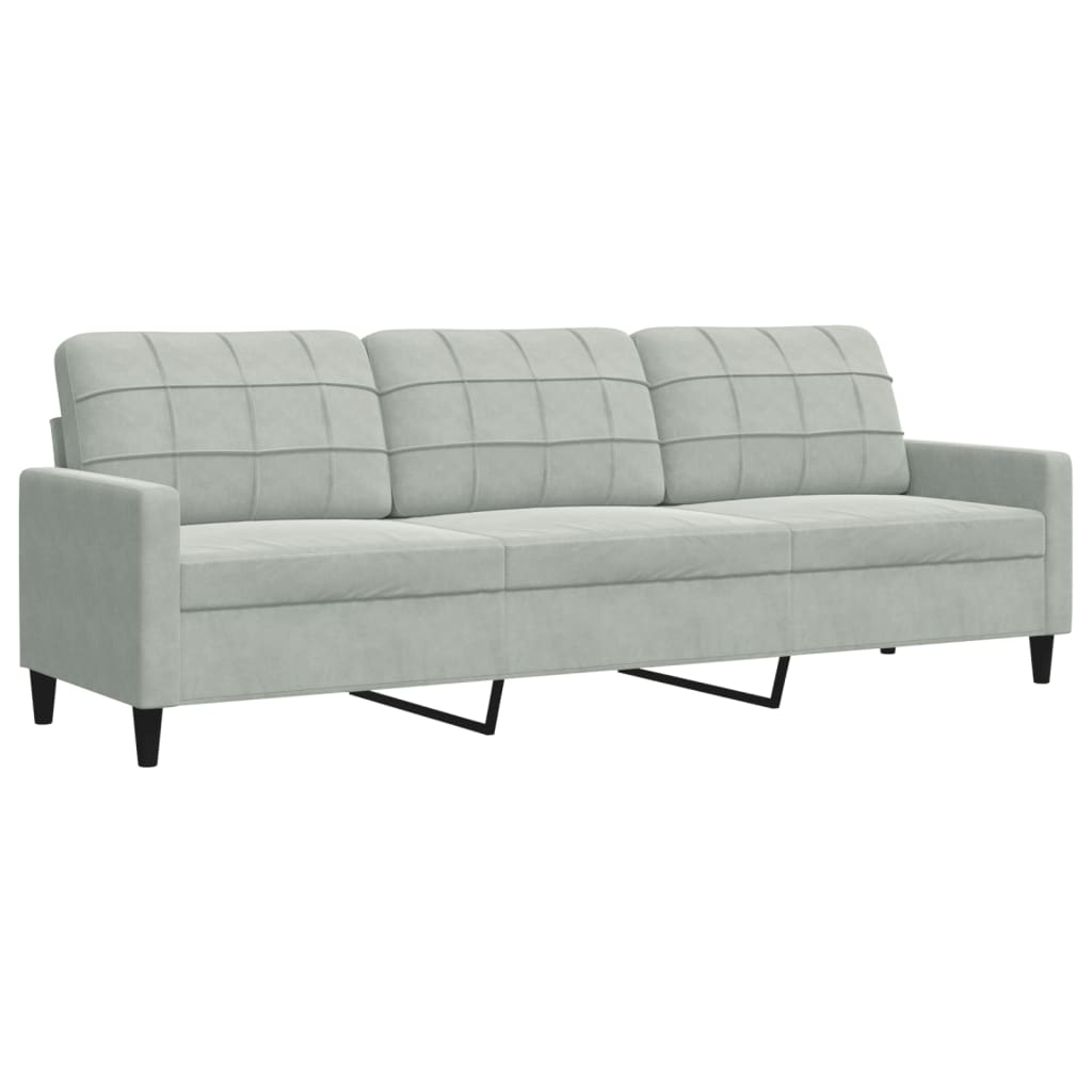 3 Piece Sofa Set with Cushions Light Grey Velvet