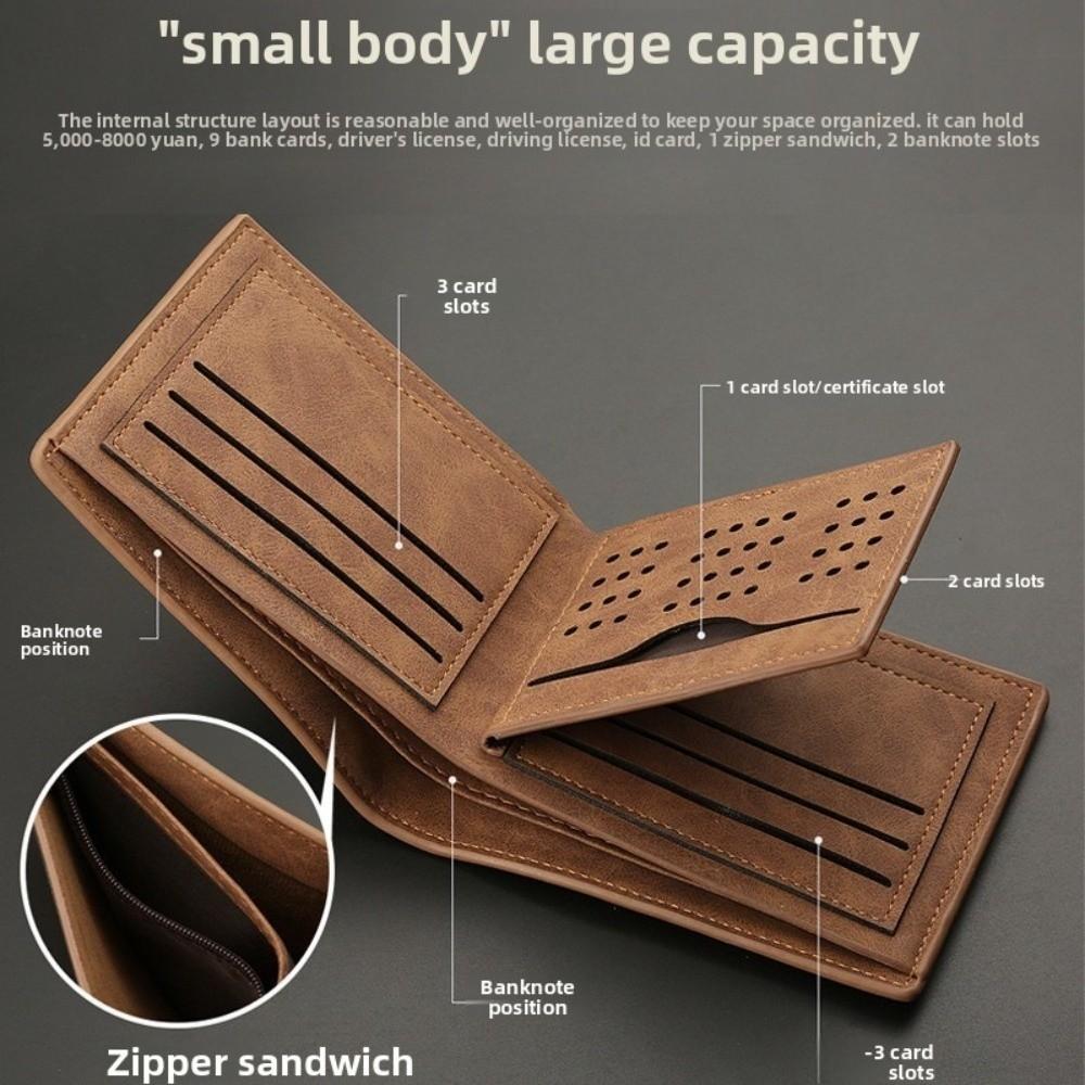 Men's Casual PU Leather Wallet Multi-functional Large Capacity Short Card holder Square High Quality Business Purse Daily Use