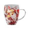 350ML Double Wall Glass Coffee Mug Dries Flower Insulated Glass Cup with Handle Clear Espresso