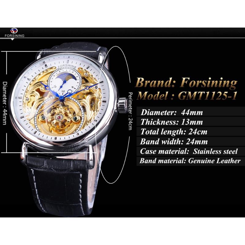 Forsining Men Fashion, Leisure, Hollowed-out Moon Carving and Hollowed-out Mechanical Watch
