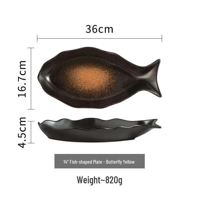 Creative Ceramic Steamed Fish Plate - Large Chopped Pepper Fish Head Plate for Household Use