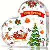 2D Flat, Acrylic Heart Christmas Desktop Decoration, Santa, Reindeer, Snowflakes & Holly Design, Suitable for Wall Decoration, Porch, Room, Villa, Acc