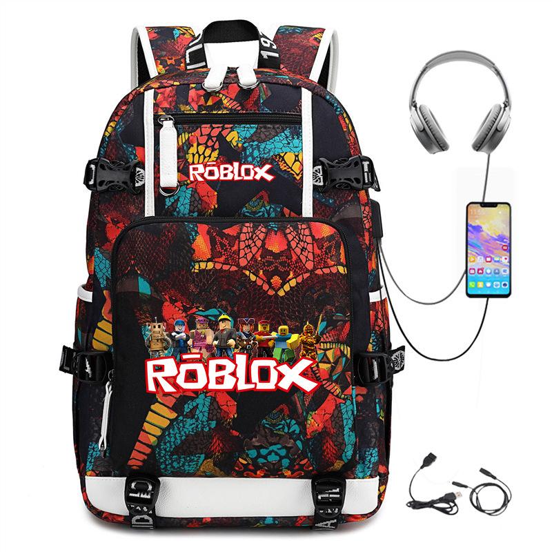 Cartoon Game USB Backpack Large Capacity Hiking Bag College Student Outdoor Travel Casual Daypack