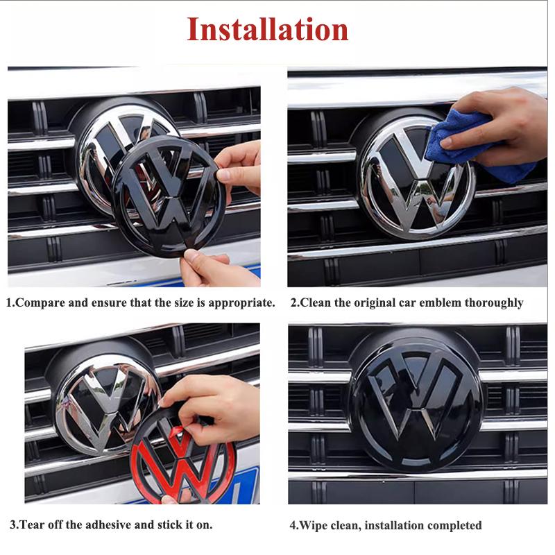 hijk1 2pcs ABS Car Front Grill Emblem Rear Trunk Badge Logo for Volkswagen VW Golf 5 6 7 7.5 8 MK5 MK6 MK7 MK8 Polo Passat B8 Scirocco