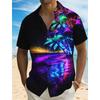 Fashion Men's Hawaiian Shirt 3D Printed Landscape Tropical Plants Shirt  Short Sleeved  Summer Casual Aloha Shirt for Mens