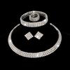 3/4Pcs Full Diamond Necklace Earrings Ring Bracelet  Hollow Diamond Necklace Bridal Set