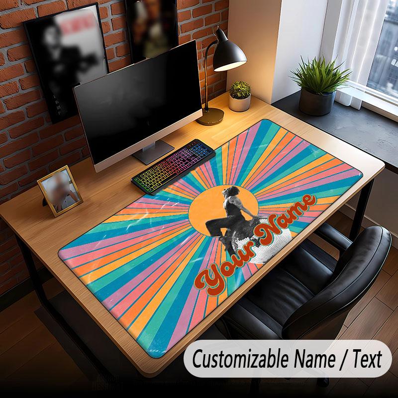 Tapis de souris étendu avec nom personnalisé, Tapis de bureau gaming Harry Styles pour décoration de bureau à domicile