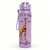1PC Just A Girl Giraffe Print 750ml Color Plastic Sports Water Bottle Leakproof Flip Straw Lid Suitable for Sports Office Home Use