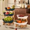 Tavă elegantă cu trei etaje din bambus pentru fructe și gustări cu design european