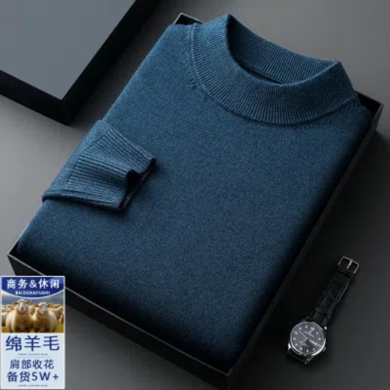 Smart Casual Autumn Winter Sweaters New Men Solid Mock Neck Simplicity Fashion Business Long Sleeve Loose Pullovers Knitted Top