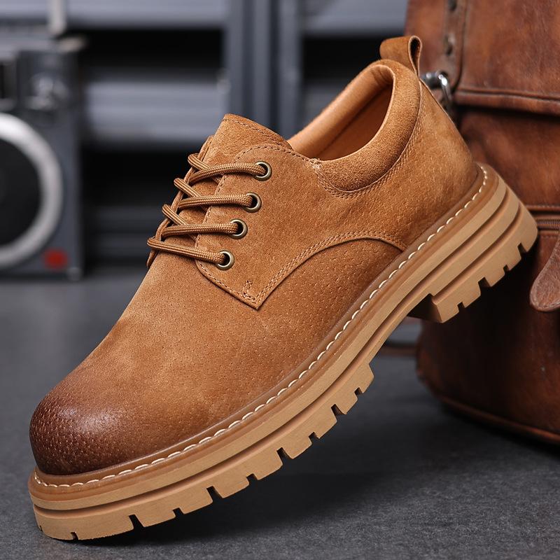 Mode Herren Klassische Retro Arbeitsschuhe Dicke Sohle Wildleder Echtes Leder Herren Britischer Stil Schnürschuhe Freizeit Herren