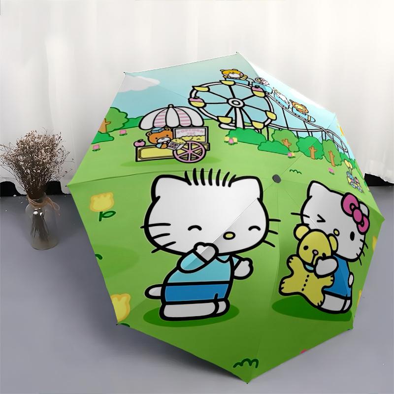 1pc Hello Kitty Automatic Opening/Closing Umbrella with Portable Tri-Fold Design, 8-Bone Iron Frame, Outdoor Umbrella, Ideal Gift for Fans, Travelers,