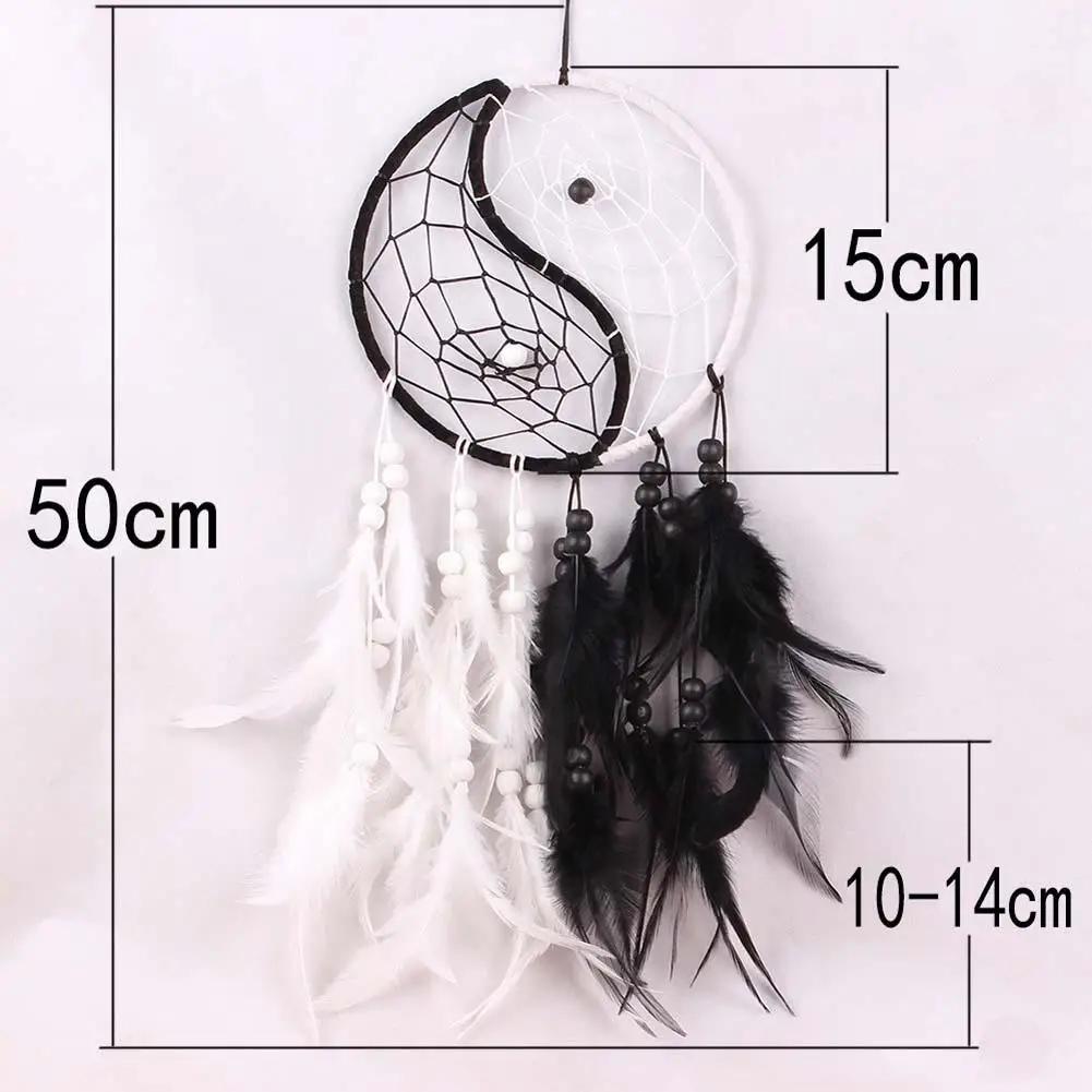 55cm White Dream Catcher Net with Feathers Handmade Wall Hanging Car Ornament Craft Home Decoration Decor Wind Chimes Dropship
