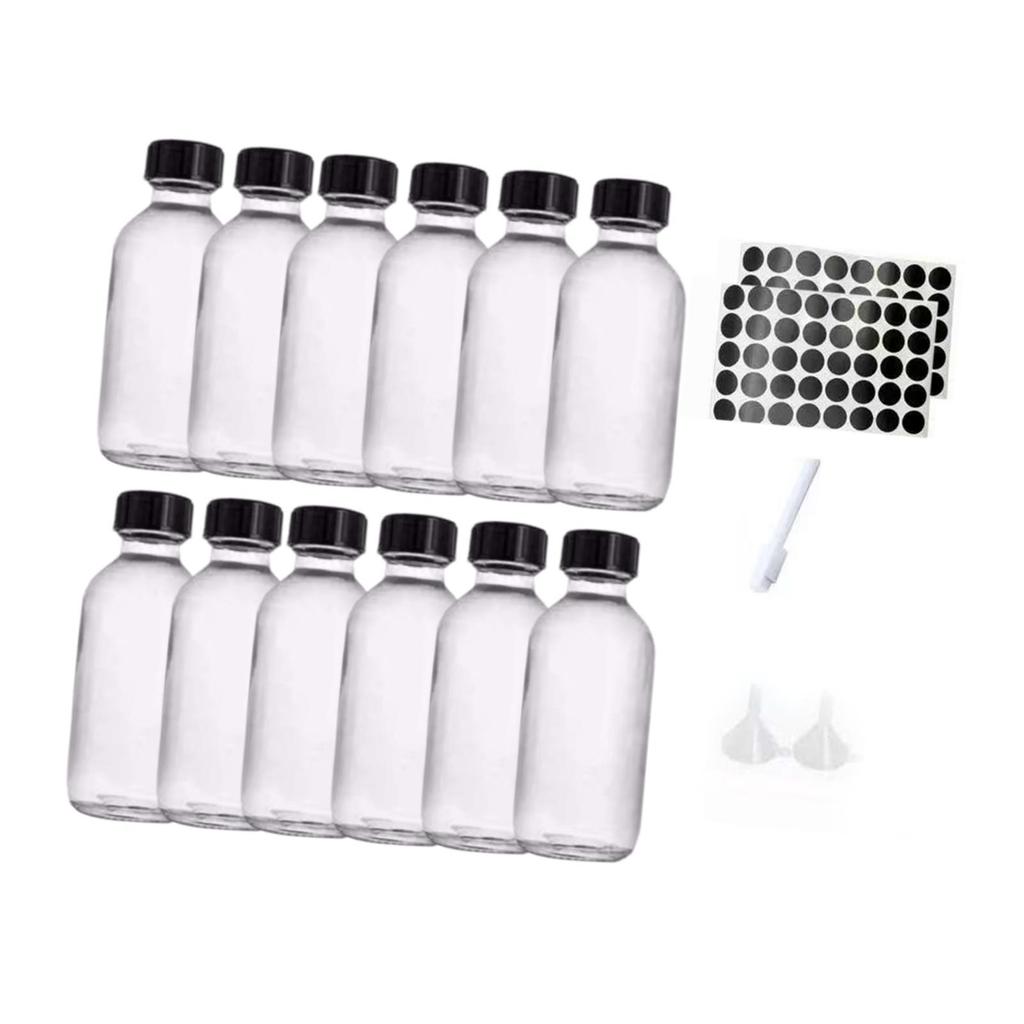 12 Pieces Glass Bottle Empty Mini Bottles Vials Container with Lids Leakproof Cap