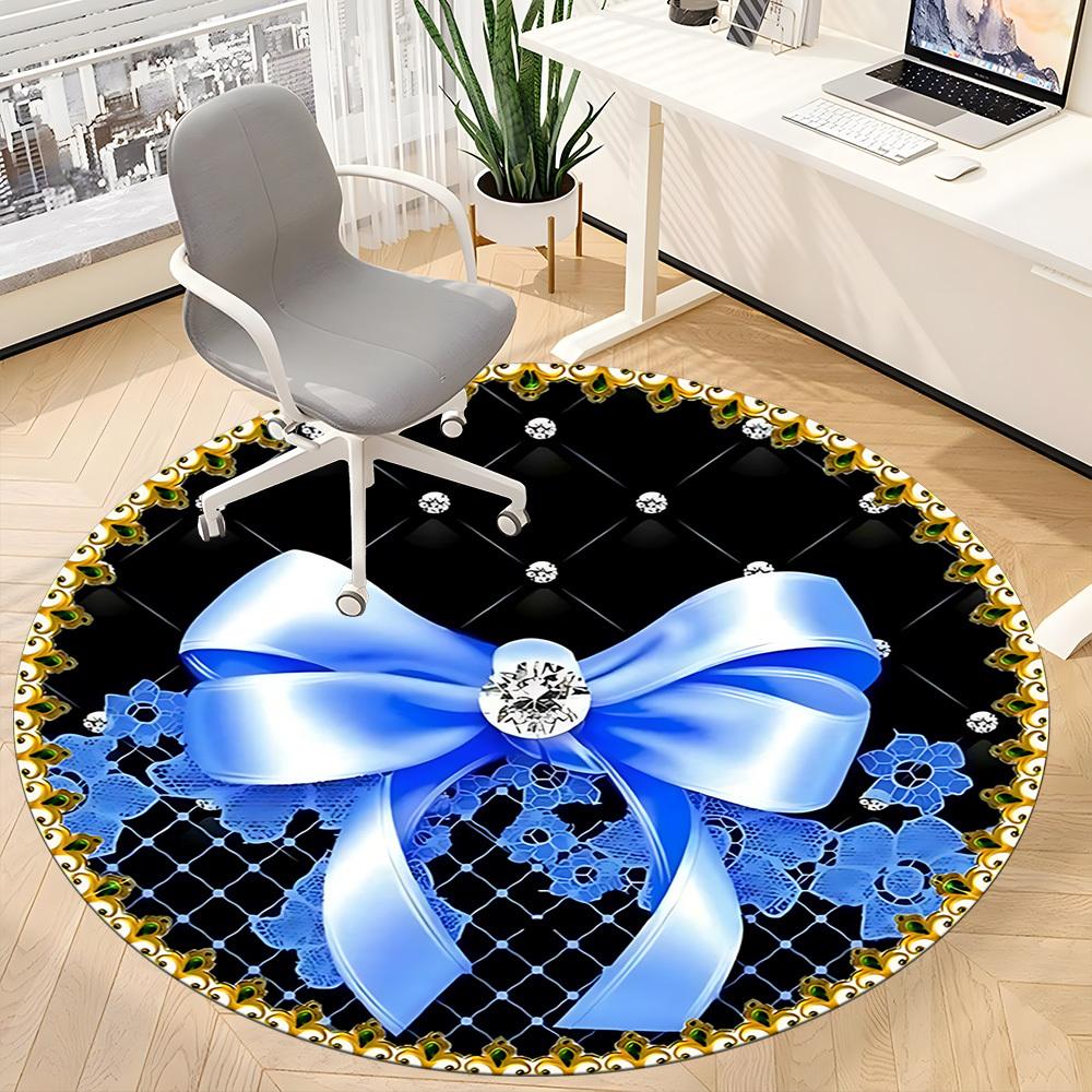 1pc Elegant BowChair Carpet for Office, Indoor Non-Slip Washable Polyester Fiber Carpet, Mat For Office, Machine Washable