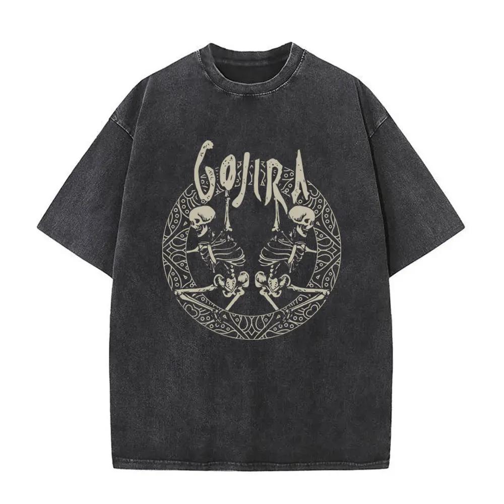 Washed Vintage Metal Band Gojira Fortitude Graphic T-shirt Men Fashion Retro Rock T-shirts Men's Cotton Oversized T Shirt