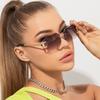Vintage Rimless Sunglasses Women Men Brand Designer Polygon Sun Glasses Female Trendy Rectangle Cutting Len Shades Eyewear UV400