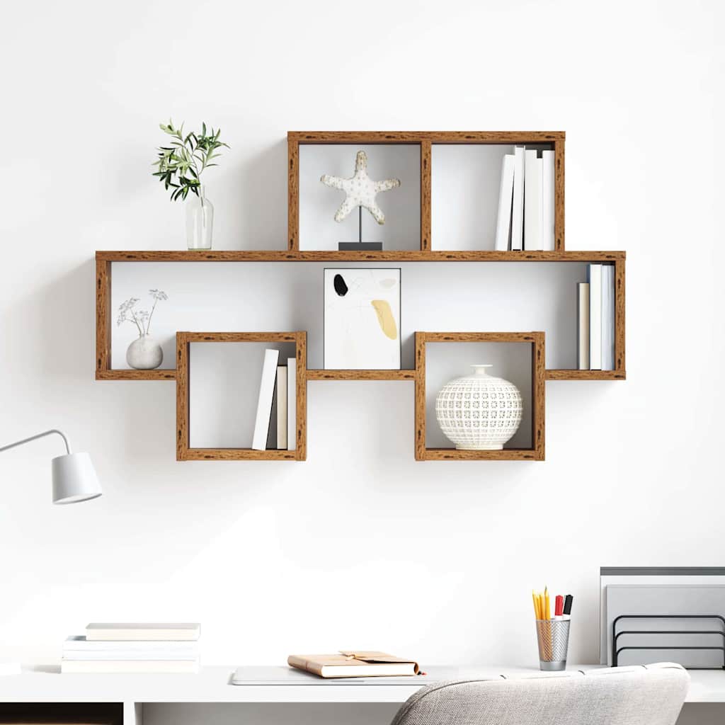 Wall Shelf with Shelf Reclaimed Wood Look 82 x 15 x 51 cm Engineered Wood
