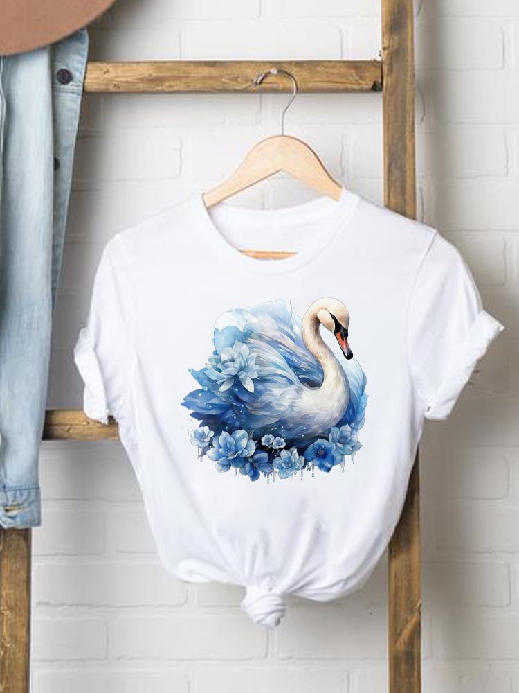 (Asian Size) Style Butterfly Cute Woman Print Women Clothing Short Sleeve T Shirt Fashion Tee Top Female Graphic T-shirts