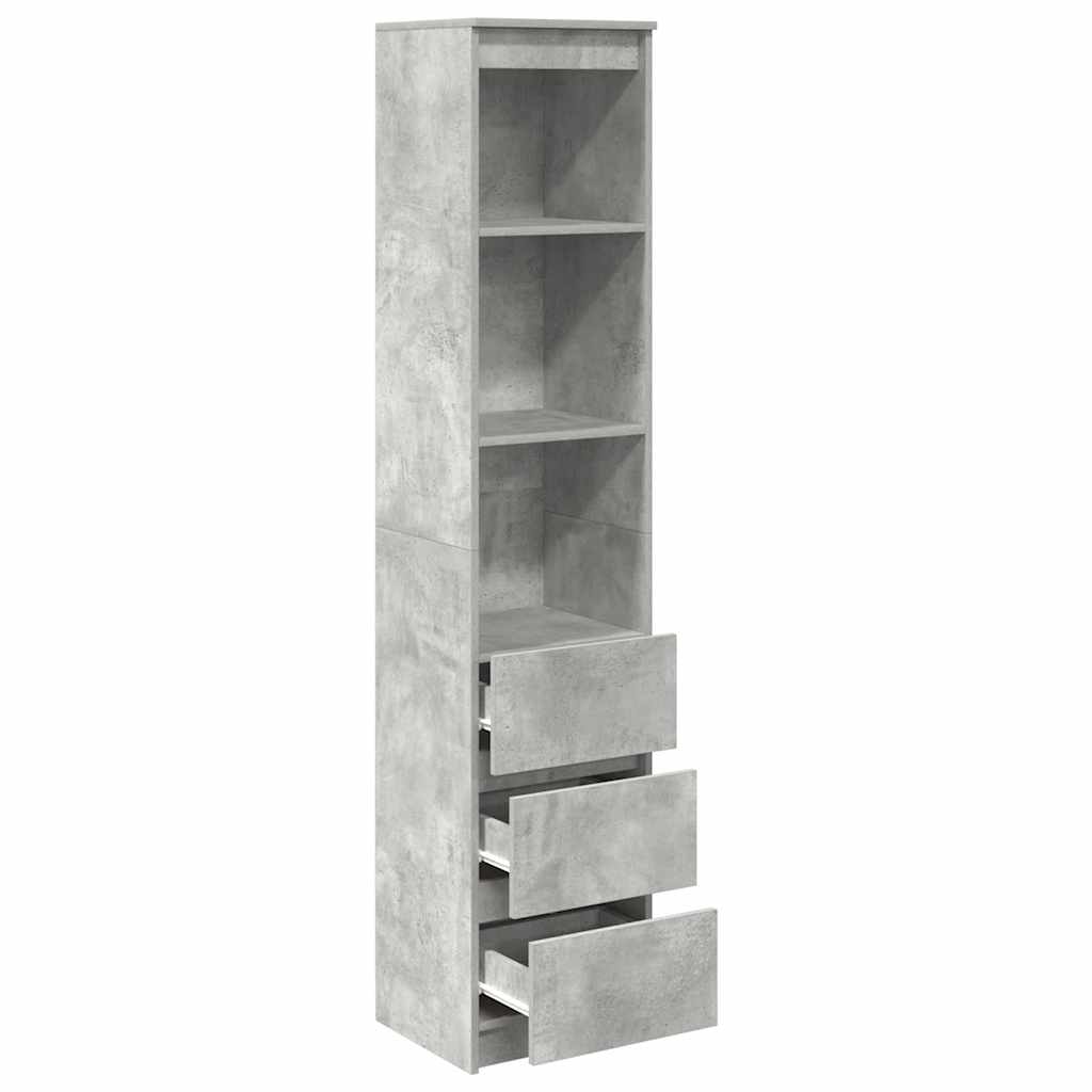 Highboard Concrete Grey 37.5x35x180 cm Engineered Wood