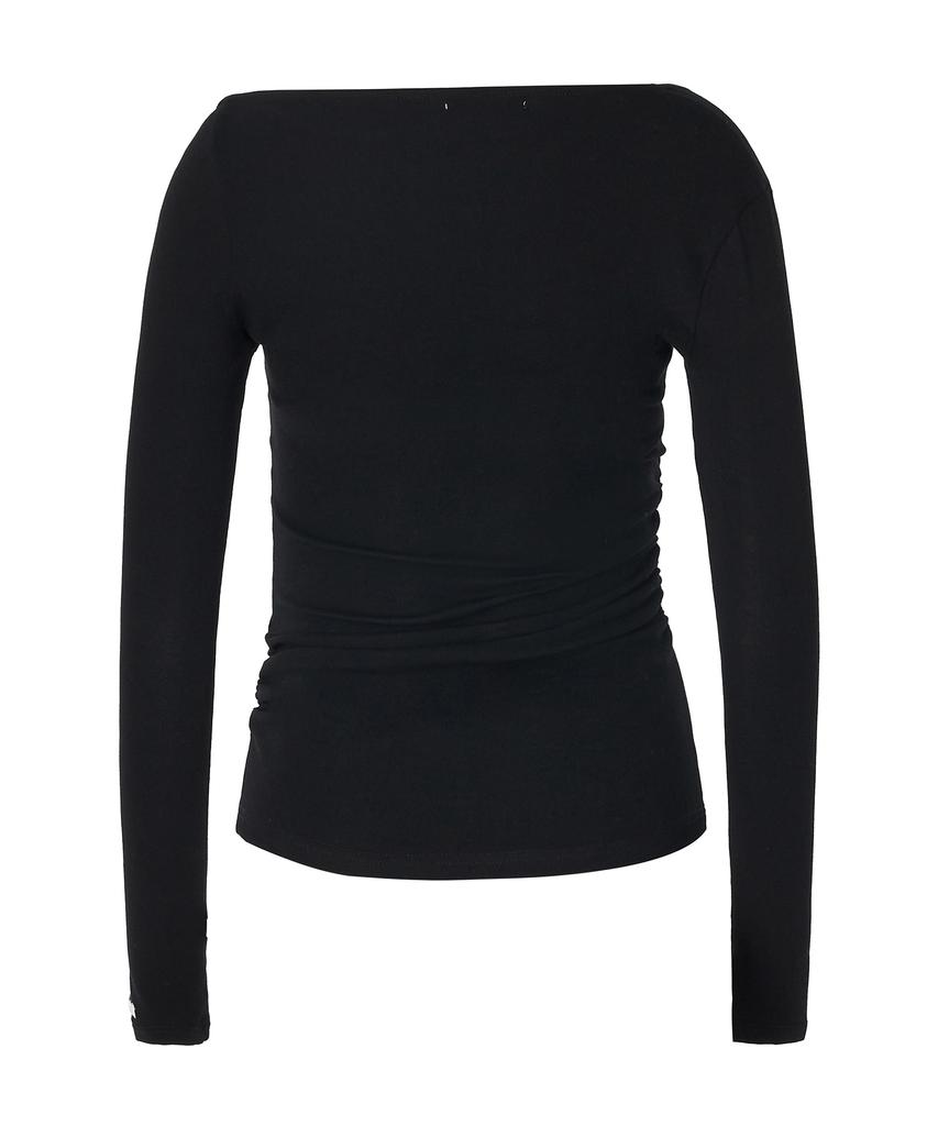 ZEROPLANET Chloe Asymmetrical Sleeve Top [Black]