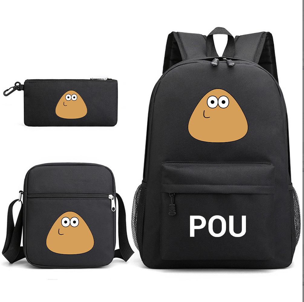 Football Star Teenager Student Schoolbag Ronaldo Pattern Three-Piece Backpack