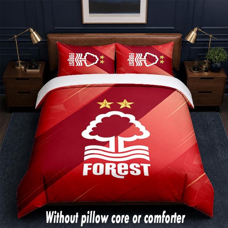 Nottingham Forest Design Bed Bedding Set 1 Duvet Cover + 2 Pillowcases Soft Breathable Household Bed Linens
