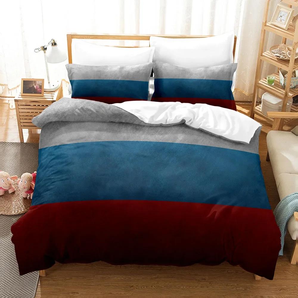 3D Russian Flag Bedding Set Single/Twin/Full/Queen/King Size Russian Theme Duvet Cover Set Teenager Bedroom Christmas Decor