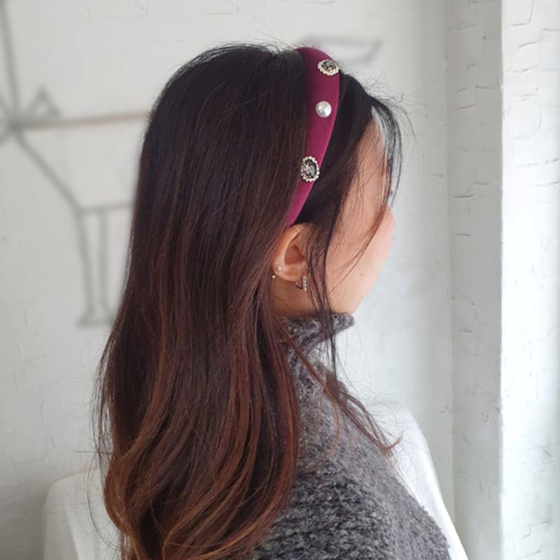 RACOHA Velvet Elizabeth Hair Band Velvet Elizabeth Crystal Pearl Hair Band