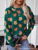 Strickpullover mit Herbstlaubmuster für Damen