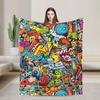 Cartoon Cute Doodle Blankets Quality Warm Soft  Throw Blanket Spring Kids Adult Outdoor Novelty Bedspread