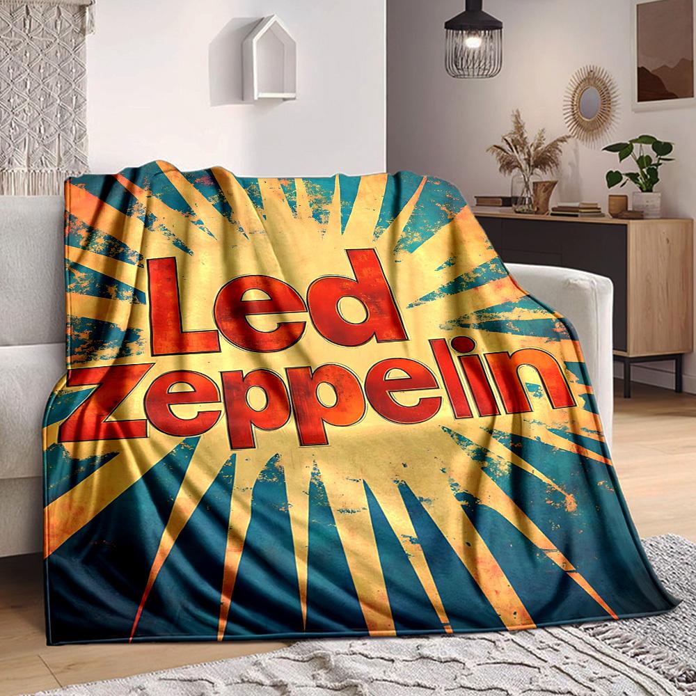 1 st Led Zeppelin filt Mjuk Varm Hela Säsongen Pläd för Soffa, Säng, Bil, Kontor Livfull Färgstark Design, Hållbar & Mysig Gåva