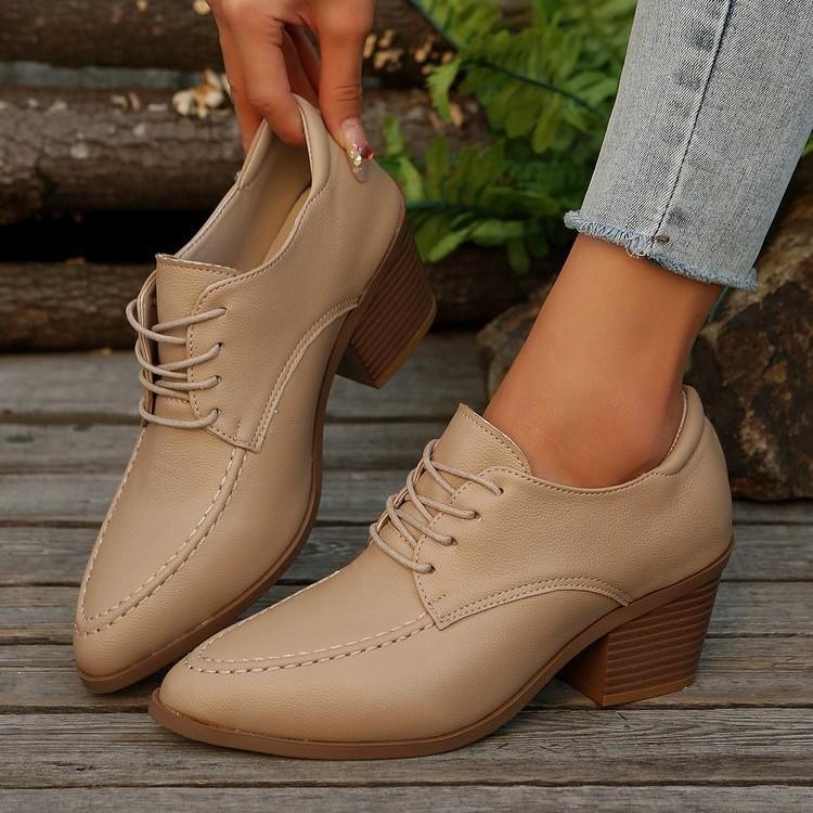 Trendy Soft Leather Mid-Heel Shoes Straps Thick Heel Single Shoes Four Small Leather Shoes Women'S Shoes Wholesale