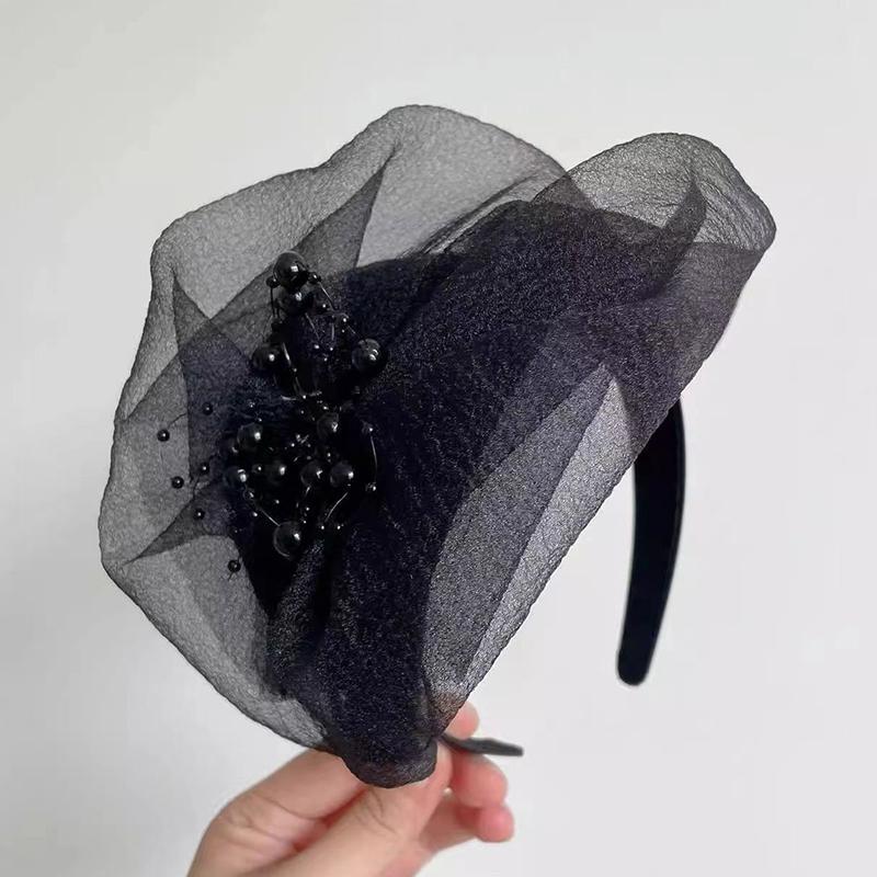 Elegant Half Hat Headband French Retro Hair Hoop Dinner Party Hairband For Women Girls Temperament Headwear Hair Accessories