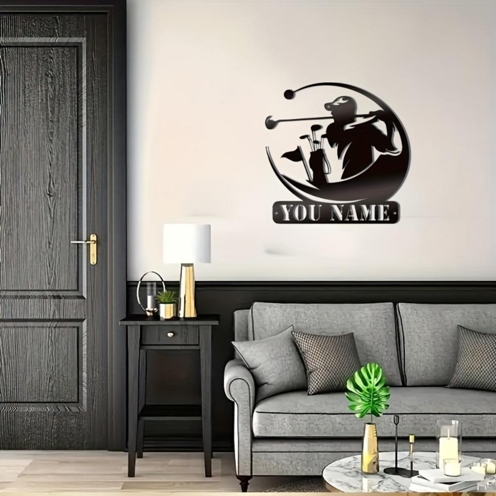 Art Mural de Golf en Métal Personnalisé Cadeau Personnalisé pour Golfeur Panneau Décoration de Maison Club